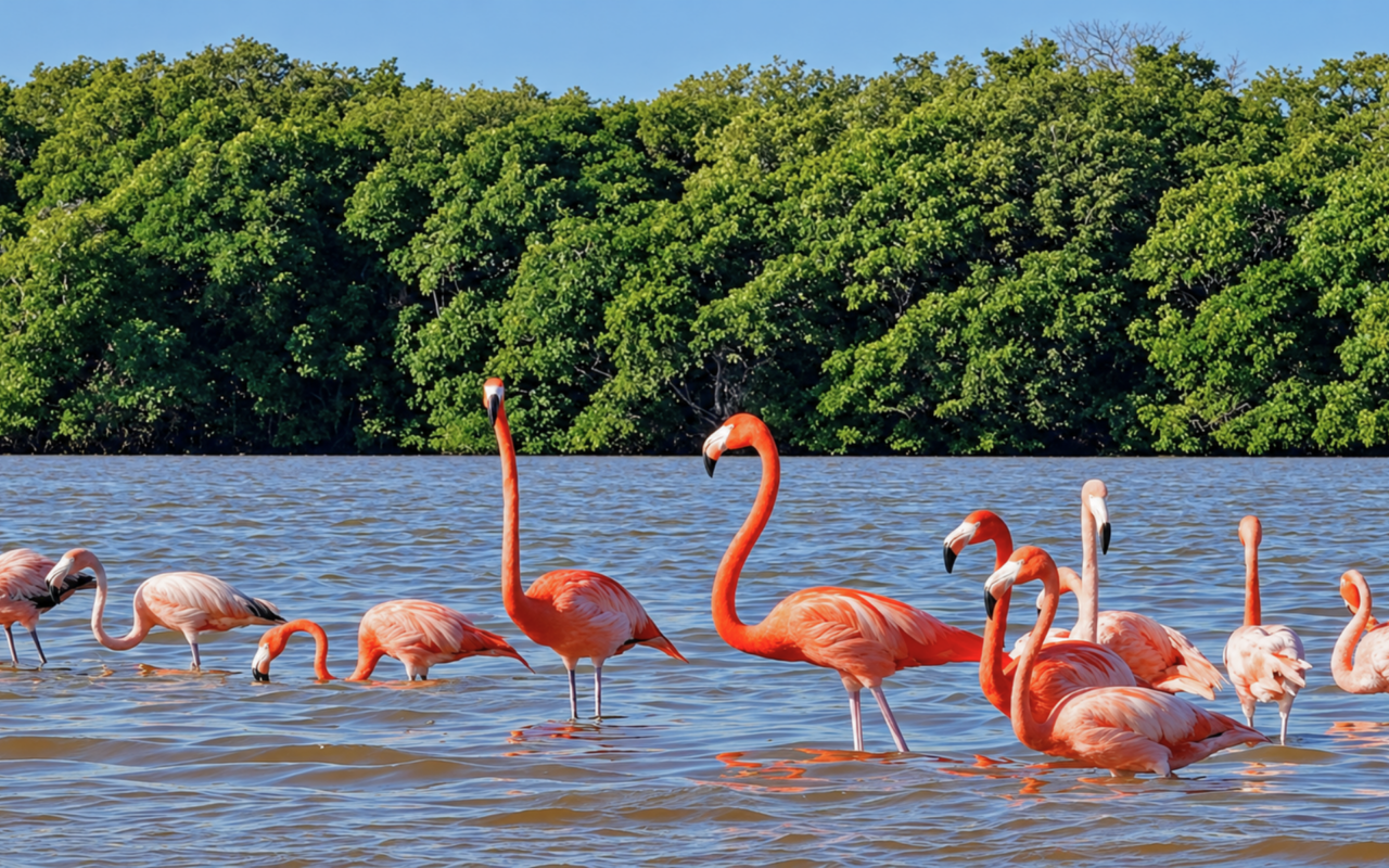 Flamingos - reserve Ria Lagartos Yucatan