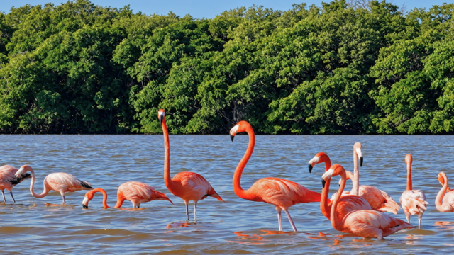Flamingos - reserve Ria Lagartos Yucatan 