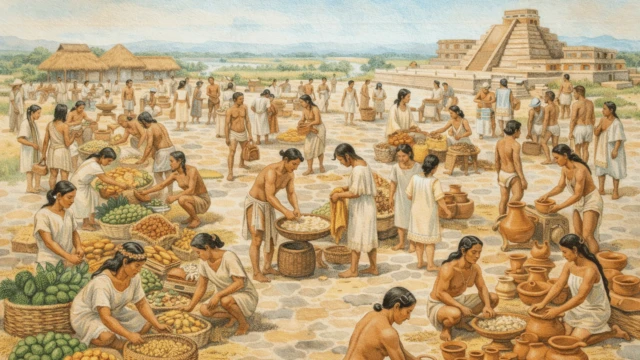 Représentation de la communauté maya avant la colonisation